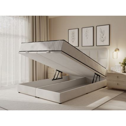 Upphöjd säng med madrasser och förvaringsutrymme GRACE 180x200 cm beige