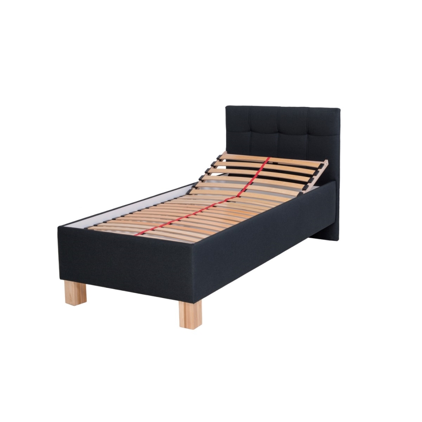 Stoppad säng med madrass och förvaringsutrymme MARIA ONE 90x200 cm antracit