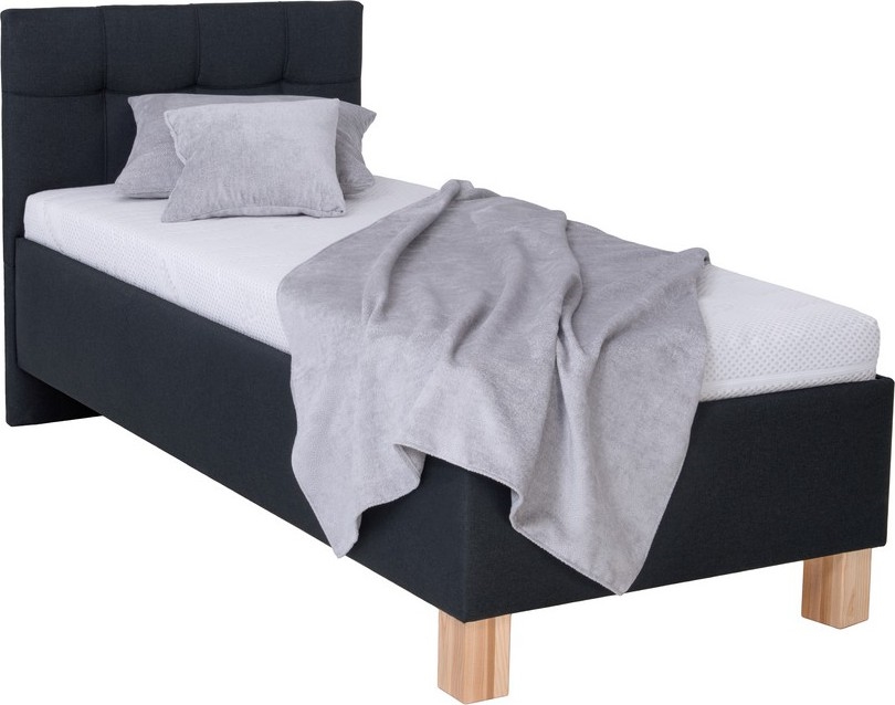 Stoppad säng med förvaring utan madrass MARIA ONE 90x200 cm antracit