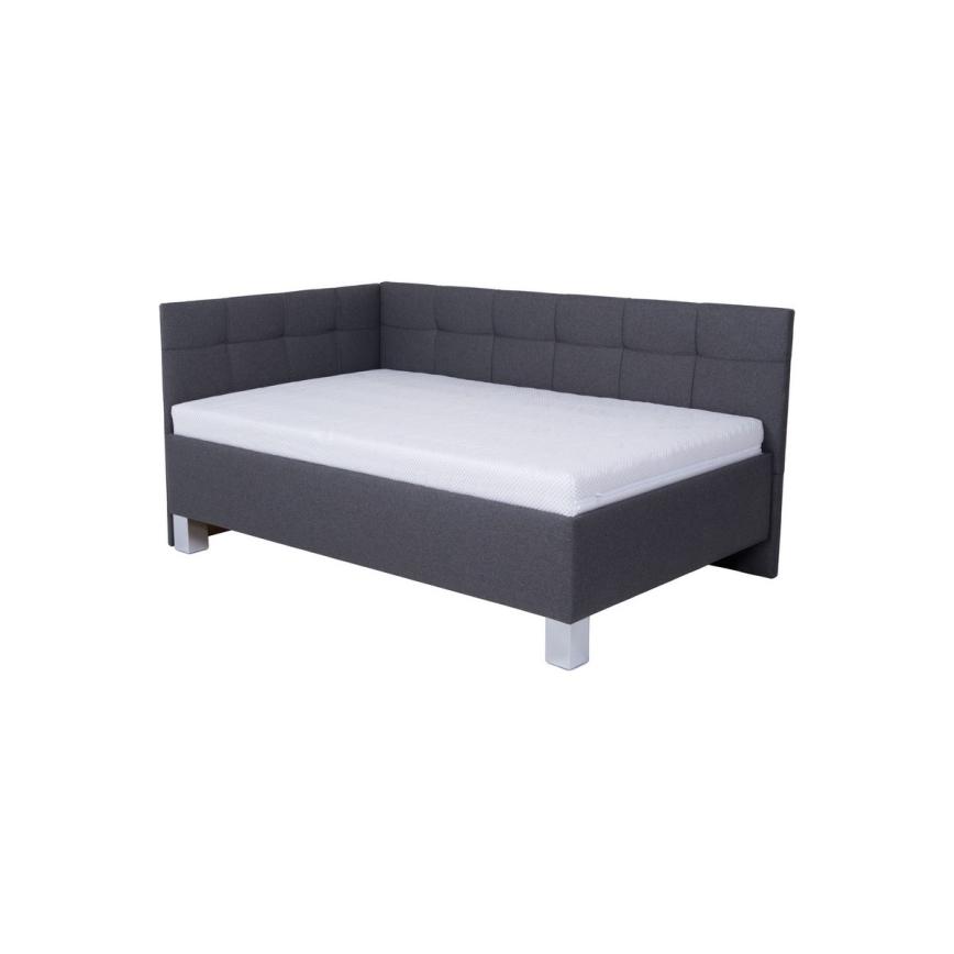 Stoppad säng med förvaring utan madrass MARIA PETITE 120x200 cm grå
