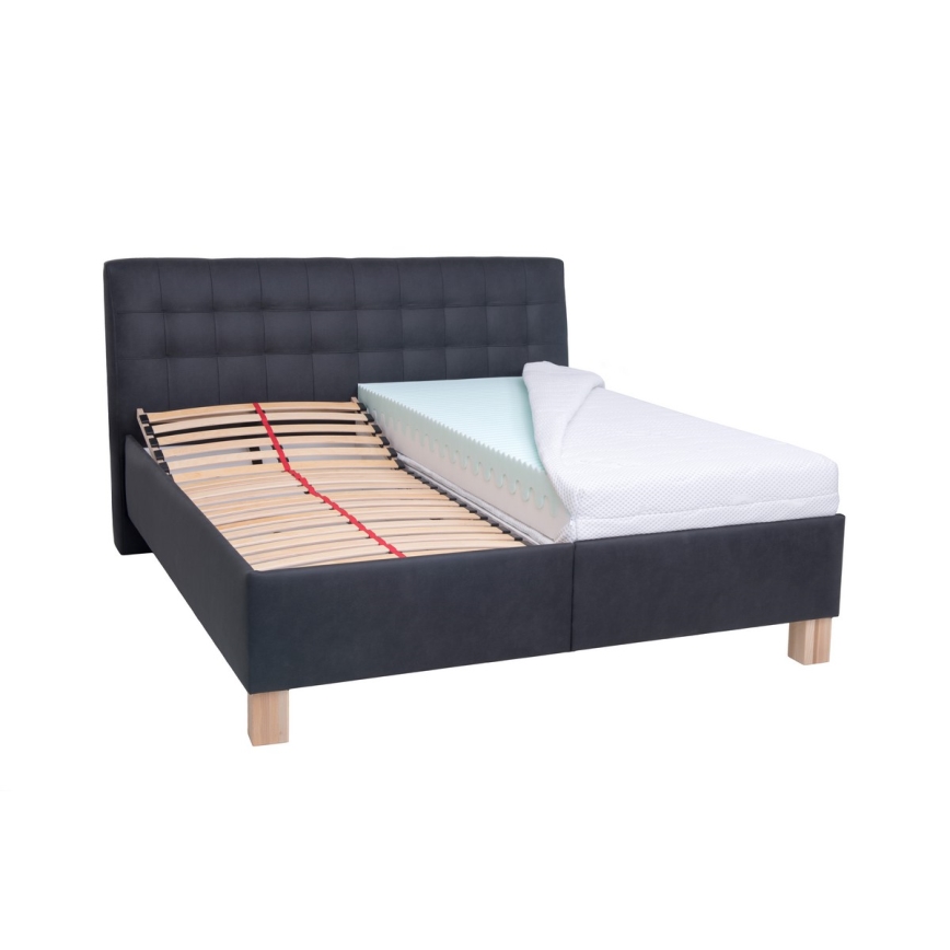 Stoppad säng med madrass och förvaringsutrymme VIOLET 180x200 cm antracit