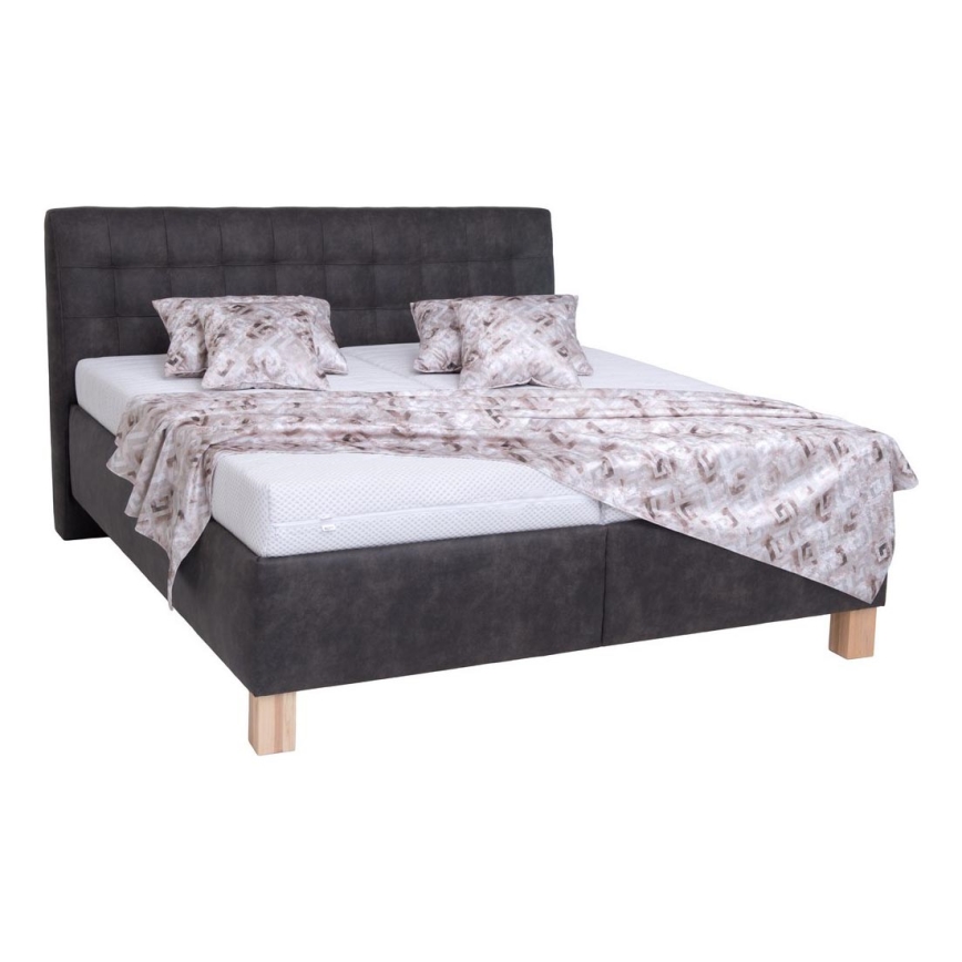 Stoppad säng med madrass och förvaringsutrymme VIOLET 180x200 cm mörkgrå