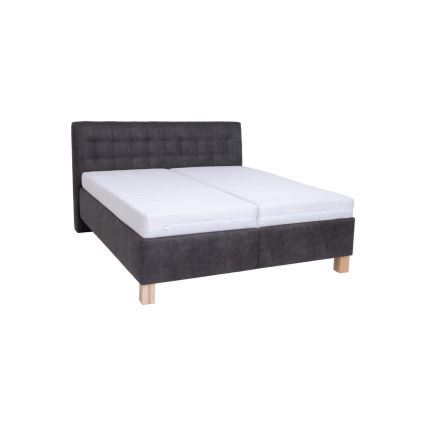 Stoppad säng med madrass och förvaringsutrymme VIOLET 180x200 cm mörkgrå