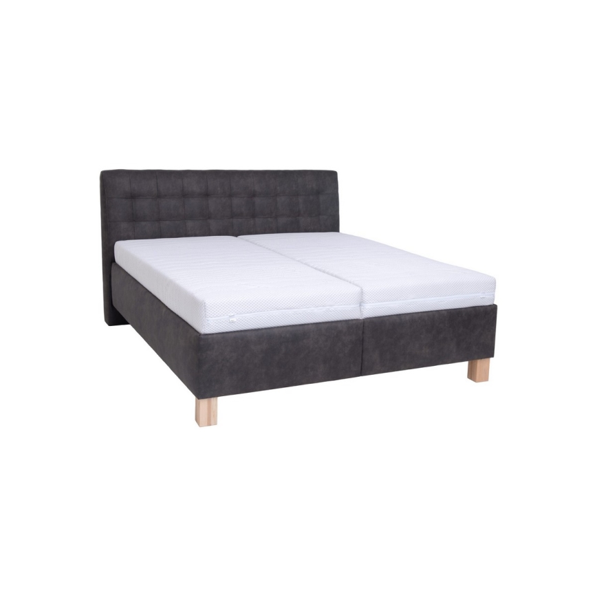Stoppad säng med madrass och förvaringsutrymme VIOLET 180x200 cm mörkgrå
