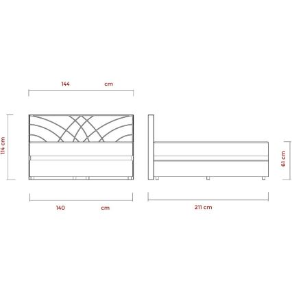 Stoppad säng med madrasser och förvaring GINA 140x200 cm beige