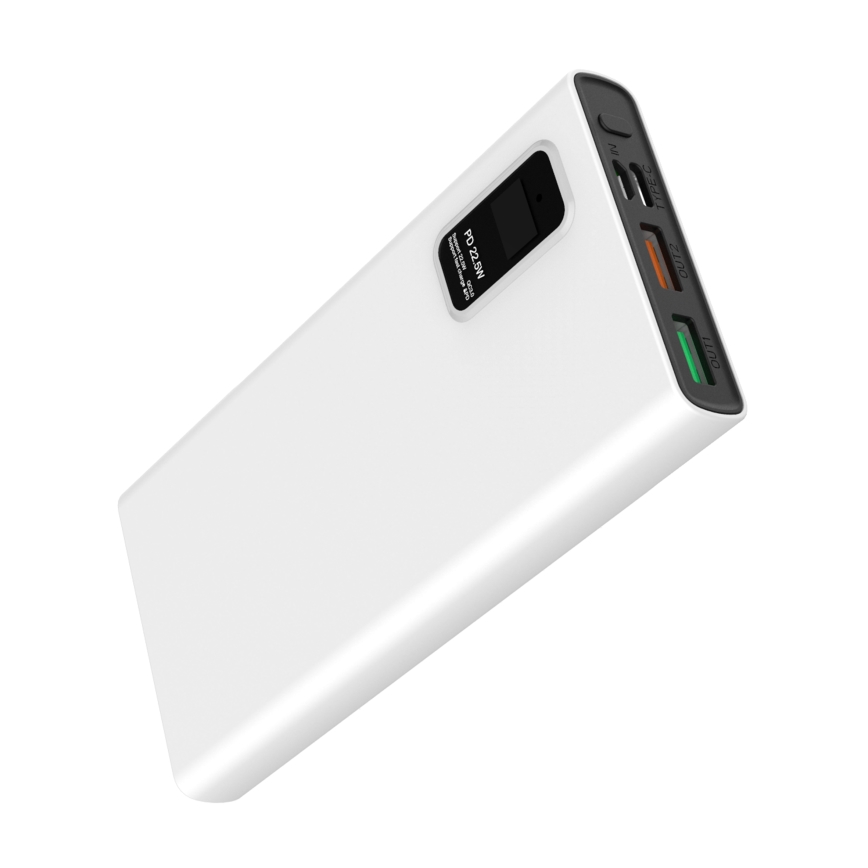Strömbank med LED display kraftleverans  10000 mAh 3,7V vit