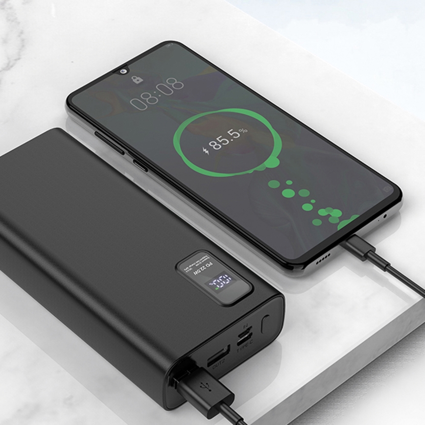 Strömbank med LED display  kraftleverans 20000 mAh 3,7V svart