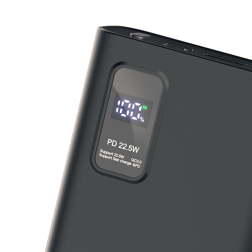 Strömbank med LED display  kraftleverans 20000 mAh 3,7V svart