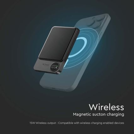 Strömbank med magnetisk display Power Delivery 10000mAh/20W/5V svart