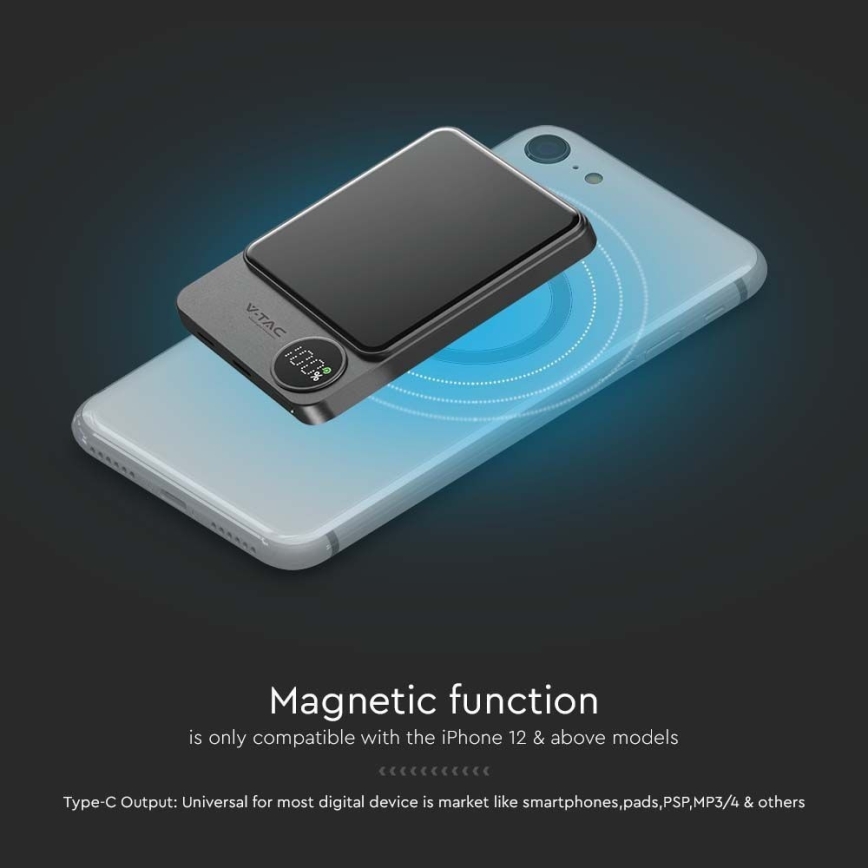 Strömbank med magnetisk display Power Delivery 10000mAh/20W/5V svart