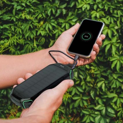 Strömbank solcell med ficklampa Power Delivery 30000mAh/20W/5V svart