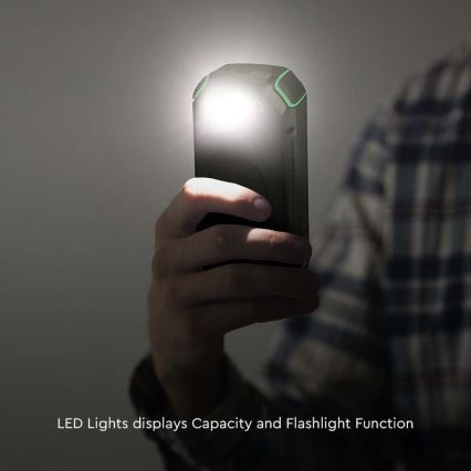 Strömbank solcell med ficklampa Power Delivery 30000mAh/20W/5V svart