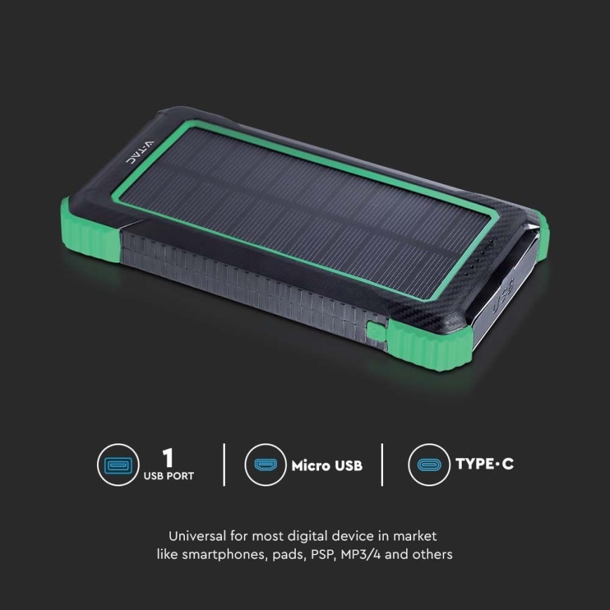 Strömbank solcell Power Delivery 10000mAh/10W/5V svart