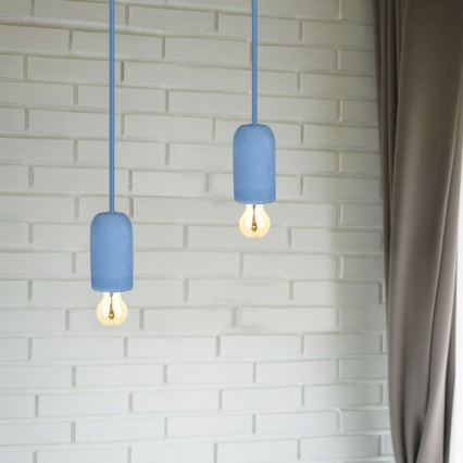 Strömkabel 1xE27/60W/230V betong/blå