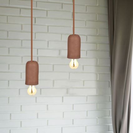 Strömkabel 1xE27/60W/230V betong/brun