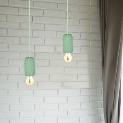 Strömkabel 1xE27/60W/230V betong/grön