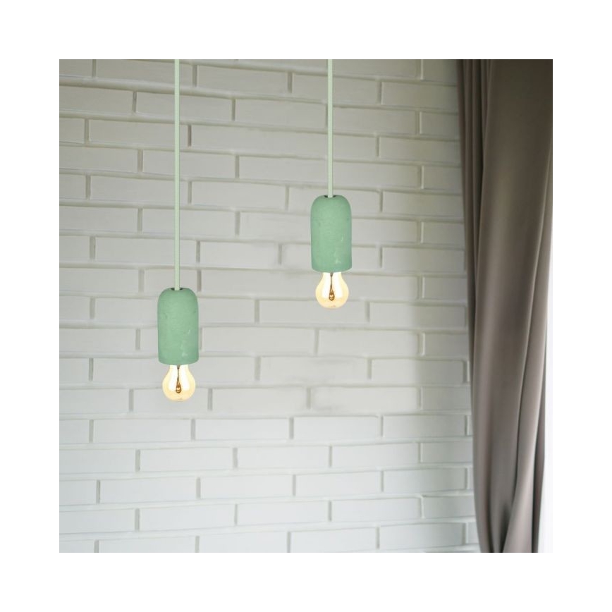 Strömkabel 1xE27/60W/230V betong/grön