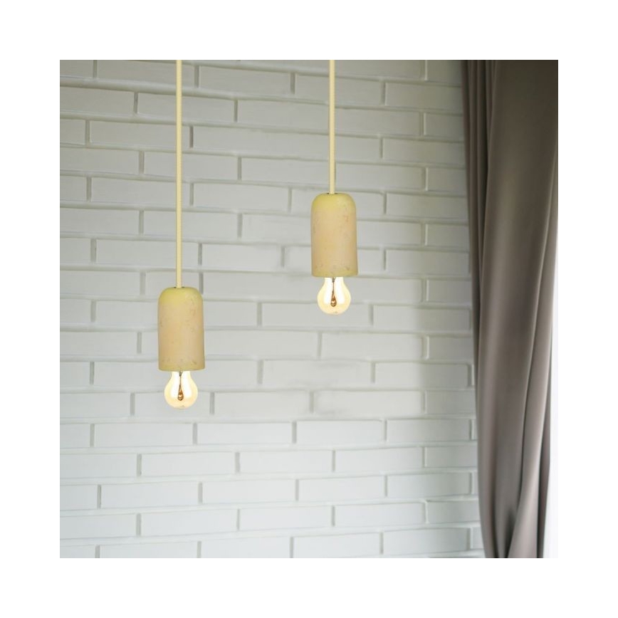 Strömkabel 1xE27/60W/230V betong/gul