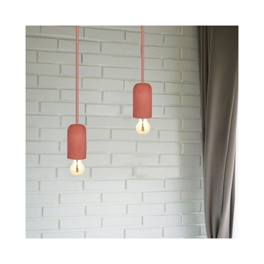 Strömkabel 1xE27/60W/230V betong/röd