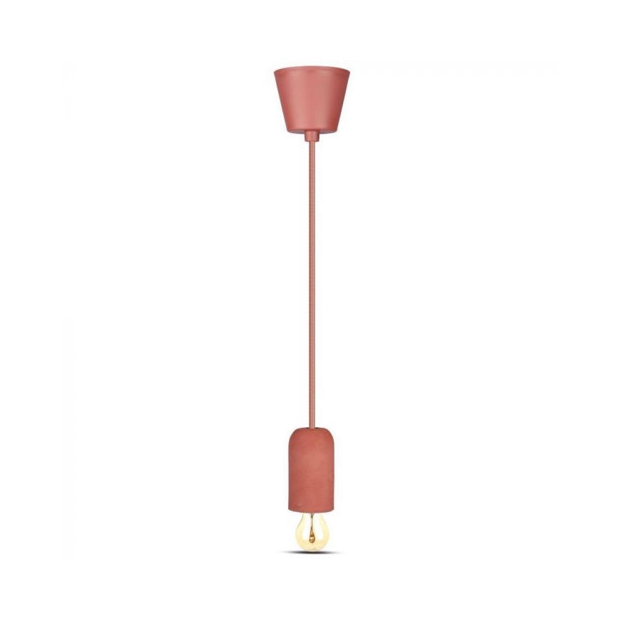 Strömkabel 1xE27/60W/230V betong/röd