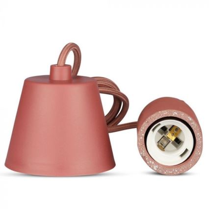 Strömkabel 1xE27/60W/230V betong/röd