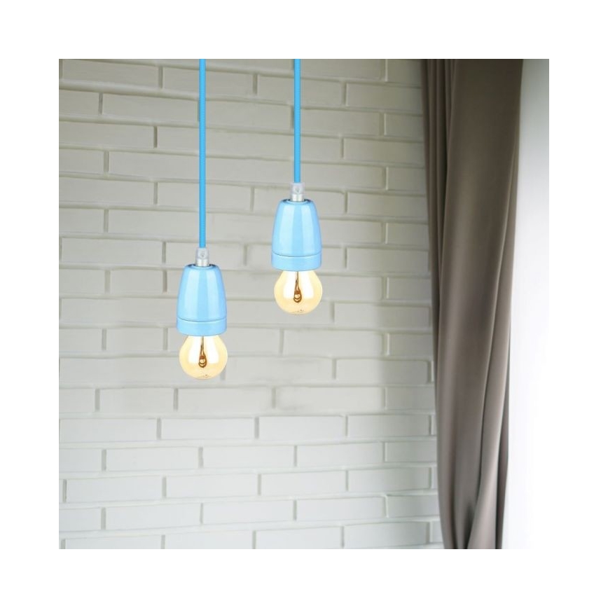 Strömkabel 1xE27/60W/230V blå/porslin