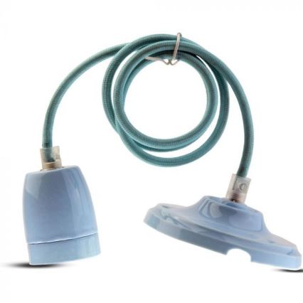 Strömkabel 1xE27/60W/230V blå/porslin