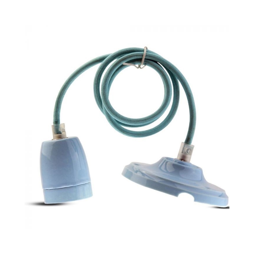 Strömkabel 1xE27/60W/230V blå/porslin