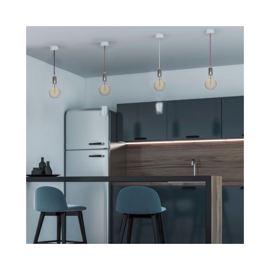Strömkabel 1xE27/60W/230V blå/skinande krom