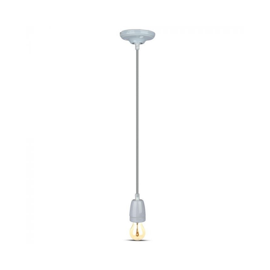 Strömkabel 1xE27/60W/230V grå/porslin