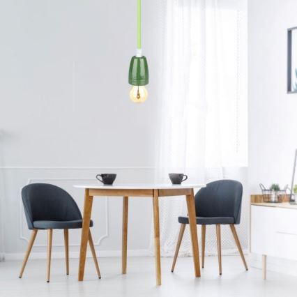 Strömkabel 1xE27/60W/230V grön/porslin