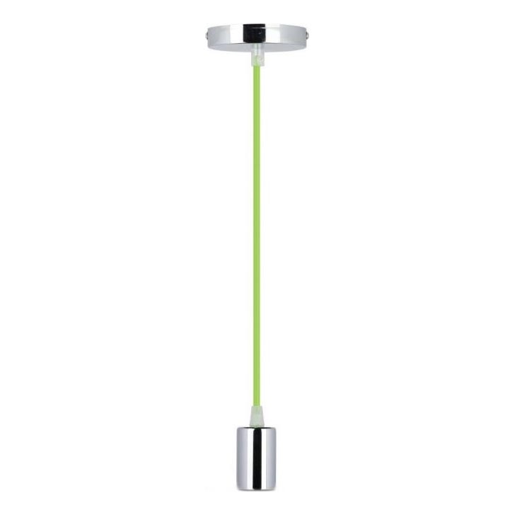 Strömkabel 1xE27/60W/230V grön/skinande krom