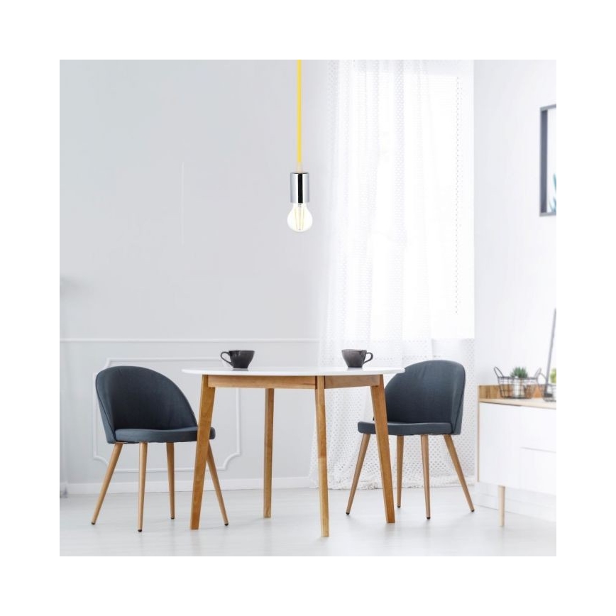 Strömkabel 1xE27/60W/230V gul/skinande krom