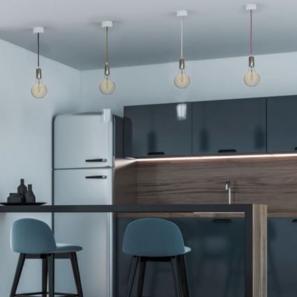 Strömkabel 1xE27/60W/230V ljusblå/skinande krom