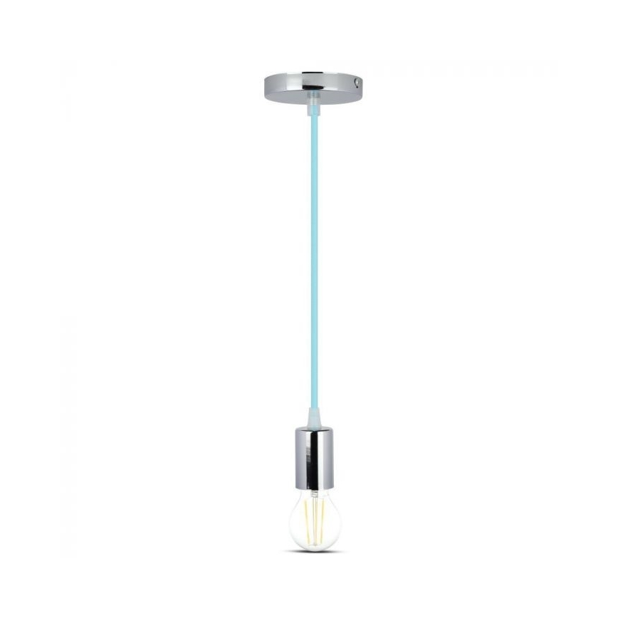 Strömkabel 1xE27/60W/230V ljusblå/skinande krom