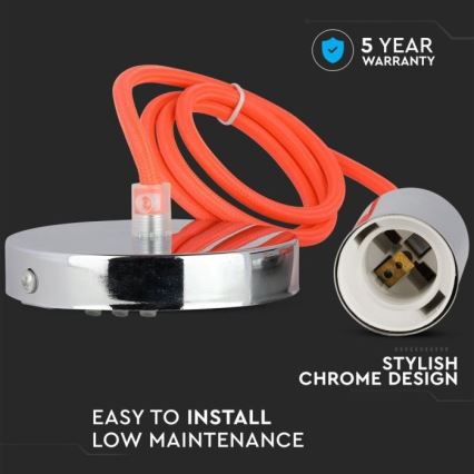 Strömkabel 1xE27/60W/230V orange/skinande krom