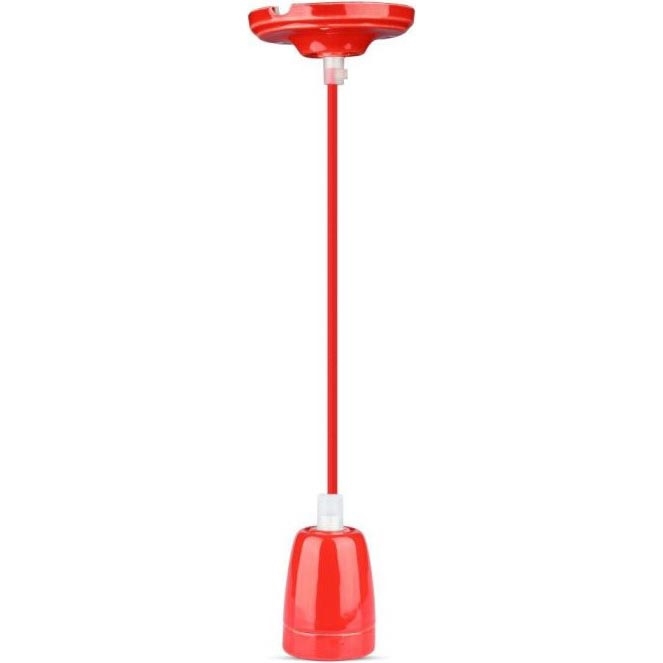Strömkabel 1xE27/60W/230V röd/porslin