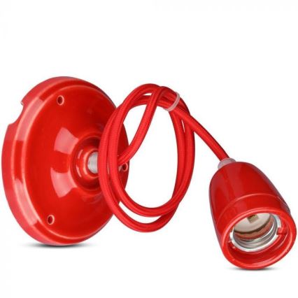 Strömkabel 1xE27/60W/230V röd/porslin