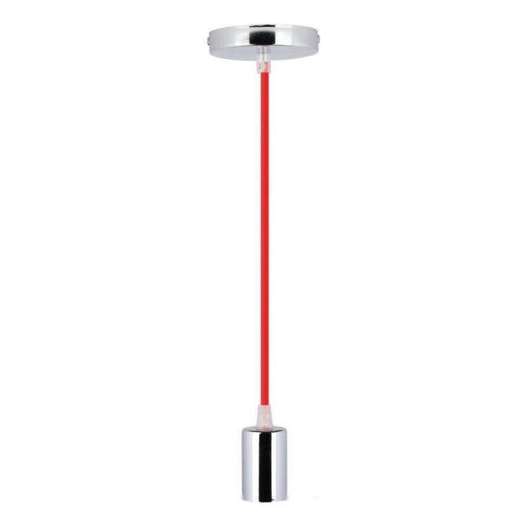 Strömkabel 1xE27/60W/230V röd/skinande krom