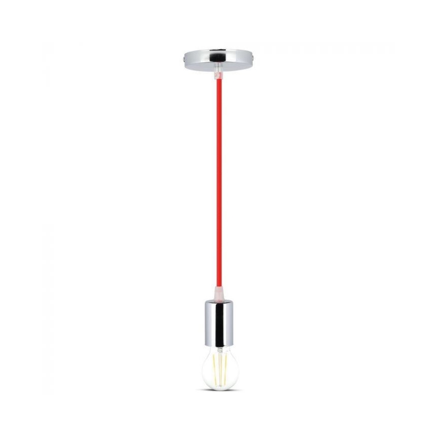 Strömkabel 1xE27/60W/230V röd/skinande krom