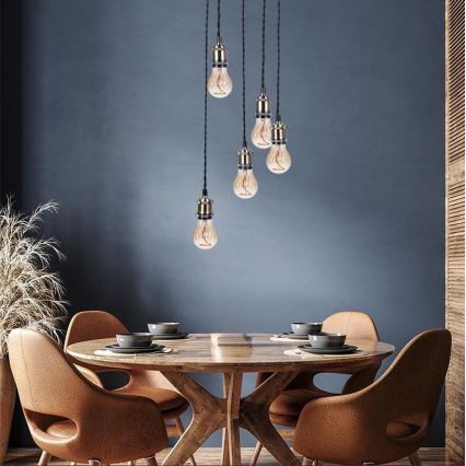 Strömkabel 5xE27/60W/230V brons