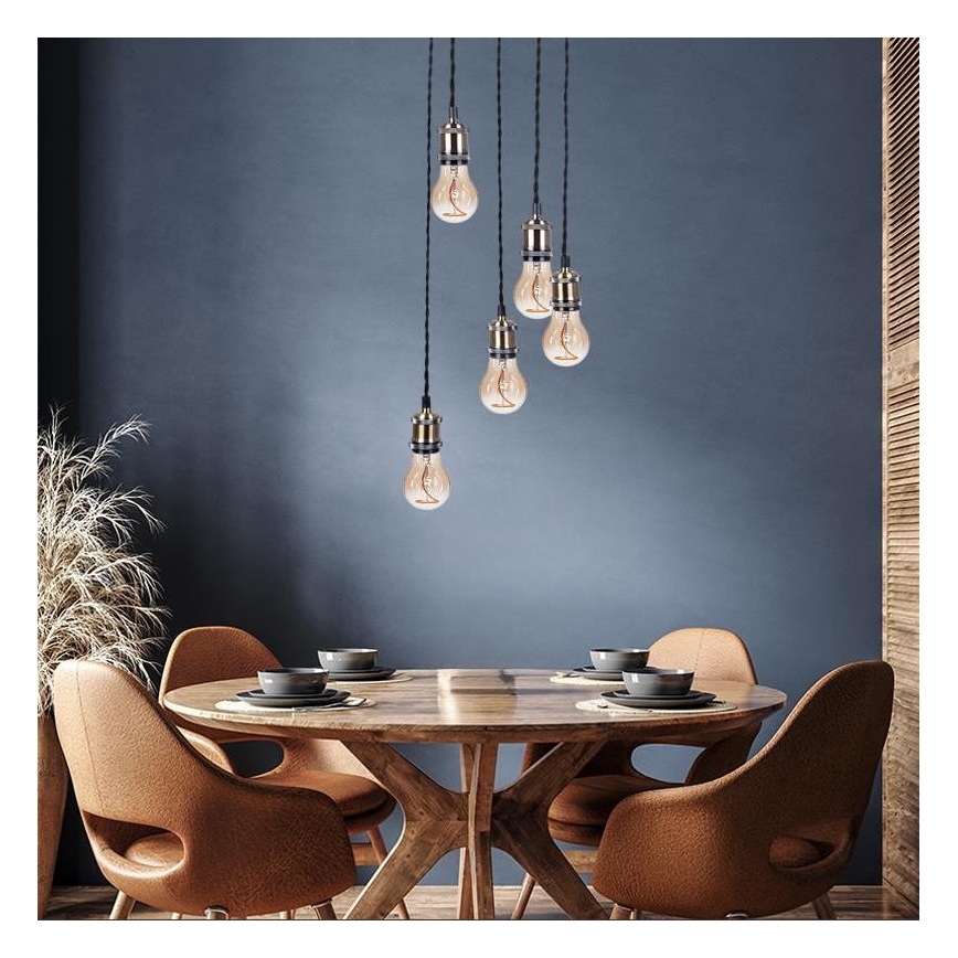 Strömkabel 5xE27/60W/230V brons