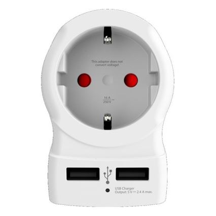 Reseadapter  diameter  USA 230V + 2x USB port