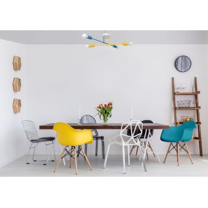 Surface-mounted takkrona  CAMBRIDGE 4xE27/20W/230V blå /gul