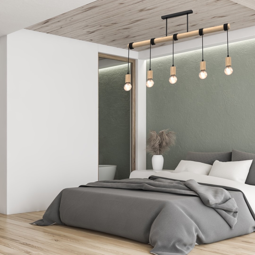 Surface-mounted takkrona  VIGA 5xE27/60W/230V trä 