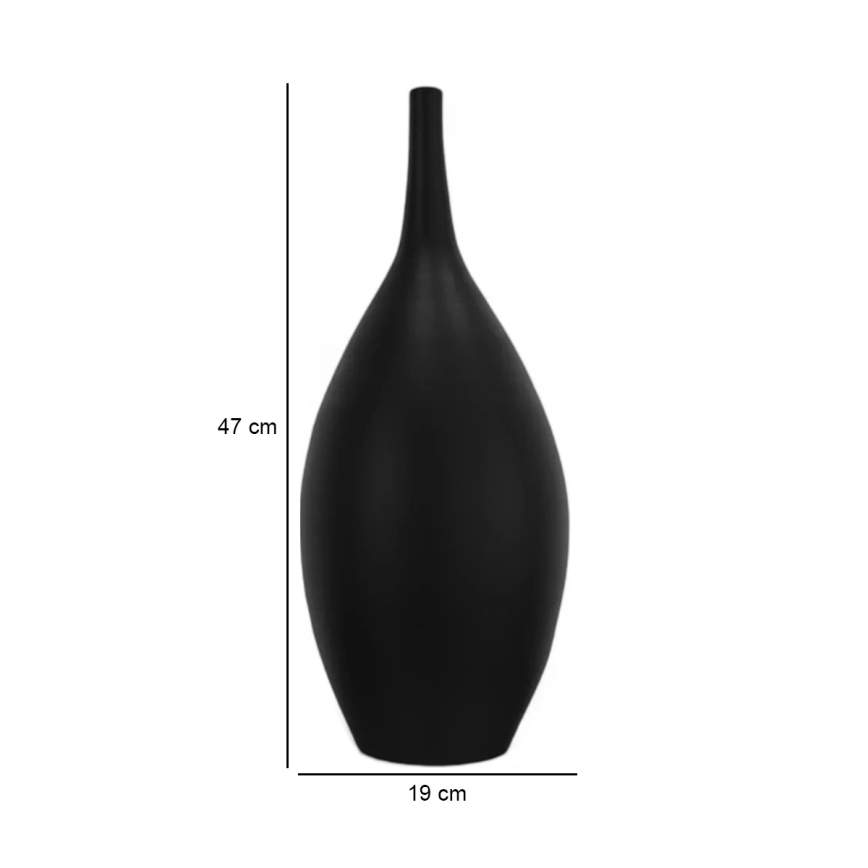 Svart keramisk vas 47 cm