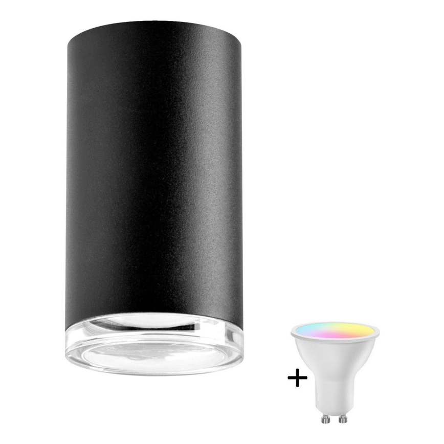 Світильник для ванної LED RGBW з регулюванням яскравості TURYN 1xGU10/6,5W/230V 2700-6500K Wi-Fi IP44 чорний