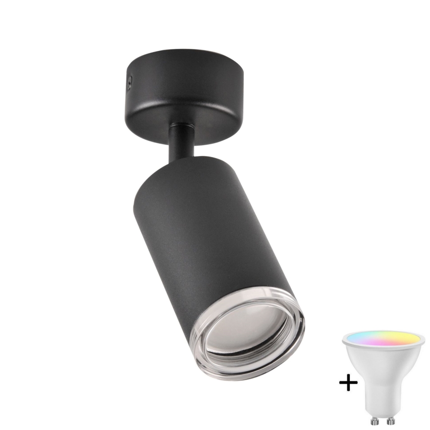 Світильник для ванної LED RGBW з регулюванням яскравості TURYN 1xGU10/6,5W/230V 2700-6500K Wi-Fi IP44 чорний