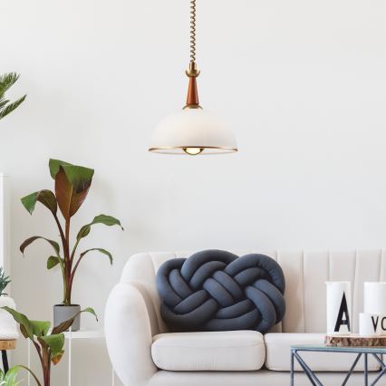 Nedhissbar taklampa CHIARA 1xE27/60W/230V mörkbrun/bok