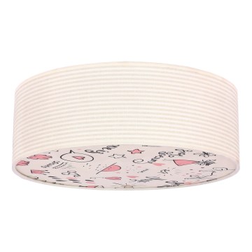 Takbelysning för barn KIDDY 2xE27/40W/230V beige/rosa